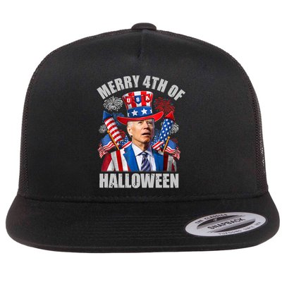Merry 4th Of Halloween Joe Biden Confused 4th Of July 2024 Gift Flat Bill Trucker Hat