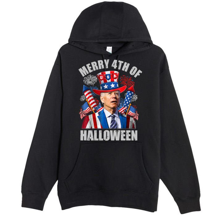 Merry 4th Of Halloween Joe Biden Confused 4th Of July 2024 Gift Premium Pullover Hoodie
