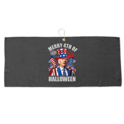 Merry 4th Of Halloween Joe Biden Confused 4th Of July 2024 Gift Large Microfiber Waffle Golf Towel
