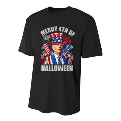 Merry 4th Of Halloween Joe Biden Confused 4th Of July 2024 Gift Youth Performance Sprint T-Shirt