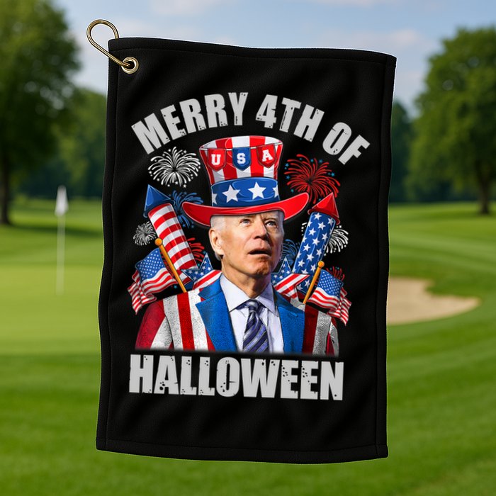 Merry 4th Of Halloween Joe Biden Confused 4th Of July 2024 Gift Golf Towel