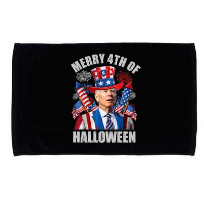 Merry 4th Of Halloween Joe Biden Confused 4th Of July 2024 Gift Microfiber Hand Towel