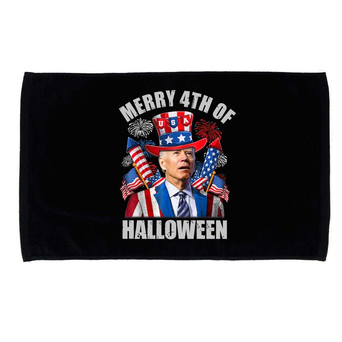 Merry 4th Of Halloween Joe Biden Confused 4th Of July 2024 Gift Microfiber Hand Towel