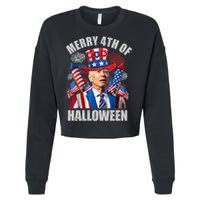 Merry 4th Of Halloween Joe Biden Confused 4th Of July 2024 Gift Cropped Pullover Crew