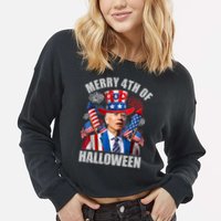 Merry 4th Of Halloween Joe Biden Confused 4th Of July 2024 Gift Cropped Pullover Crew