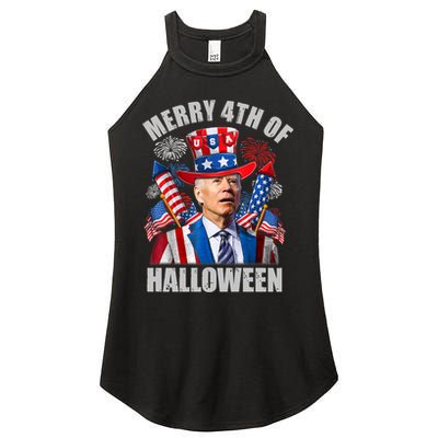 Merry 4th Of Halloween Joe Biden Confused 4th Of July 2024 Gift Women's Perfect Tri Rocker Tank