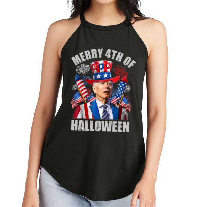 Merry 4th Of Halloween Joe Biden Confused 4th Of July 2024 Gift Women's Perfect Tri Rocker Tank
