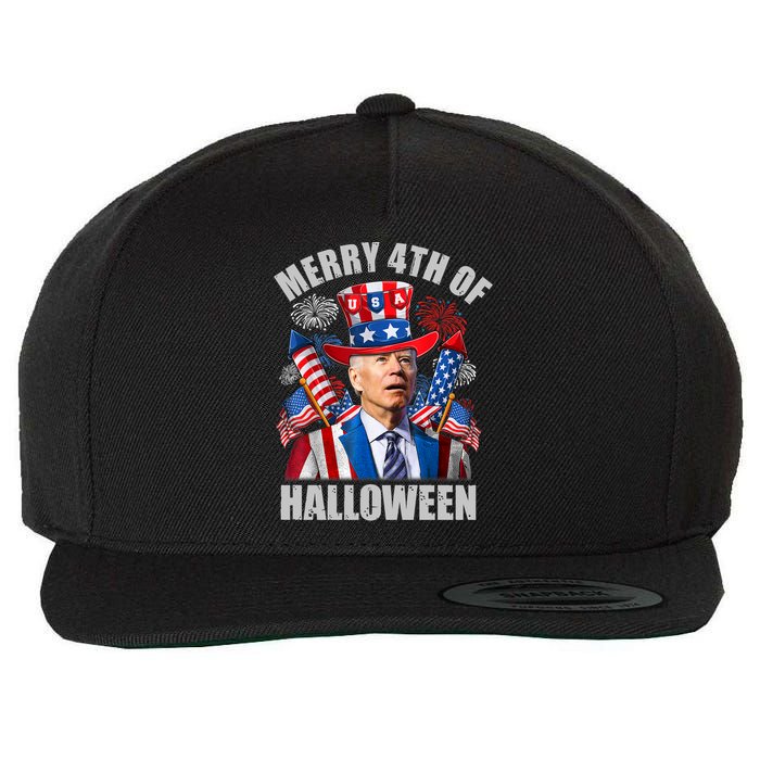 Merry 4th Of Halloween Joe Biden Confused 4th Of July 2024 Gift Wool Snapback Cap
