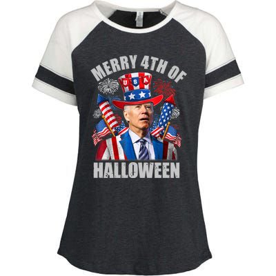 Merry 4th Of Halloween Joe Biden Confused 4th Of July 2024 Gift Enza Ladies Jersey Colorblock Tee