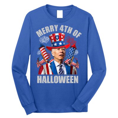 Merry 4th Of Halloween Joe Biden Confused 4th Of July 2024 Gift Long Sleeve Shirt