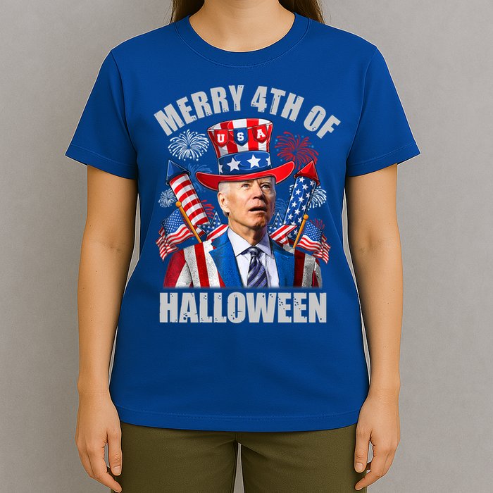 Merry 4th Of Halloween Joe Biden Confused 4th Of July 2024 Gift T-Shirt