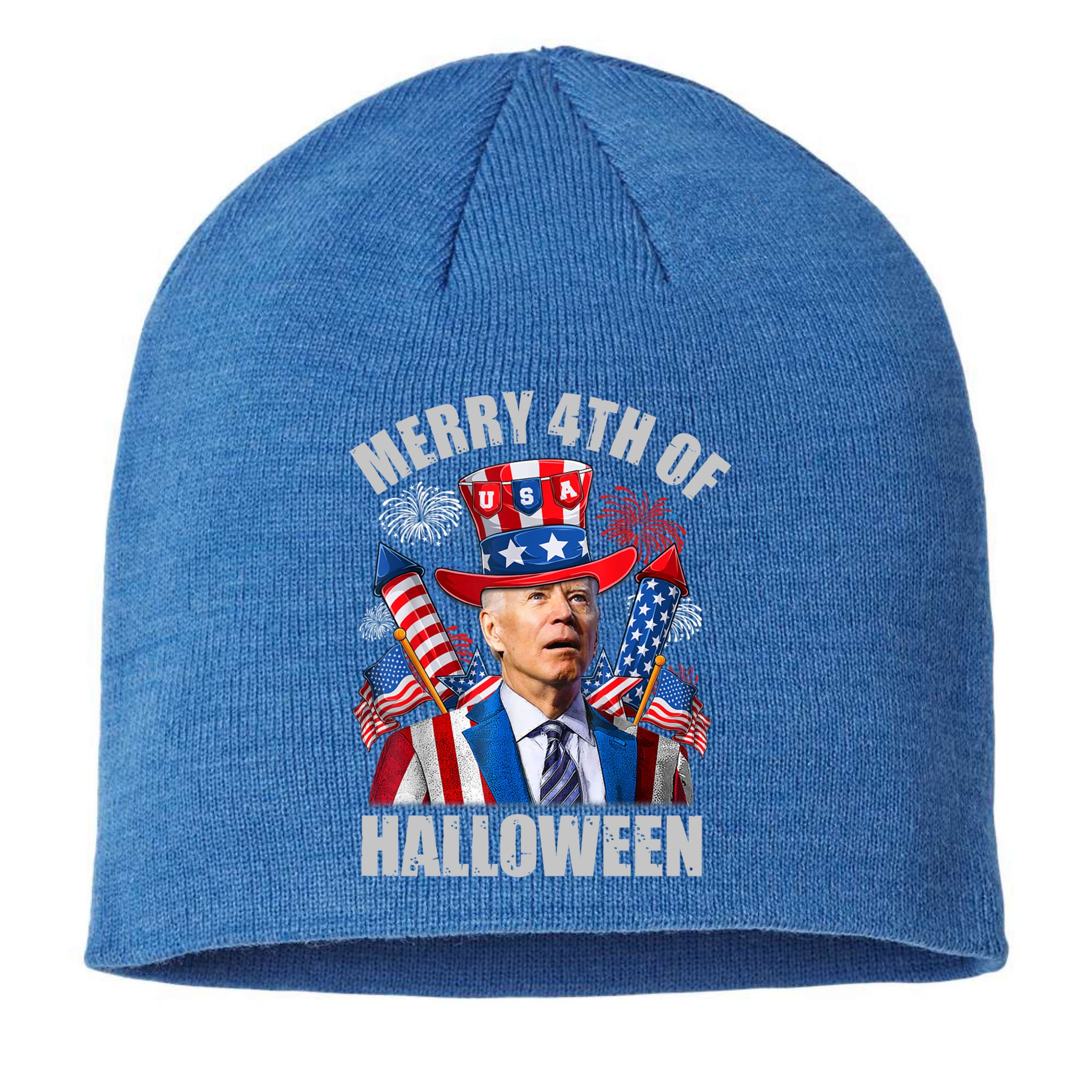 Merry 4th Of Halloween Joe Biden Confused 4th Of July 2024 Gift Sustainable Beanie