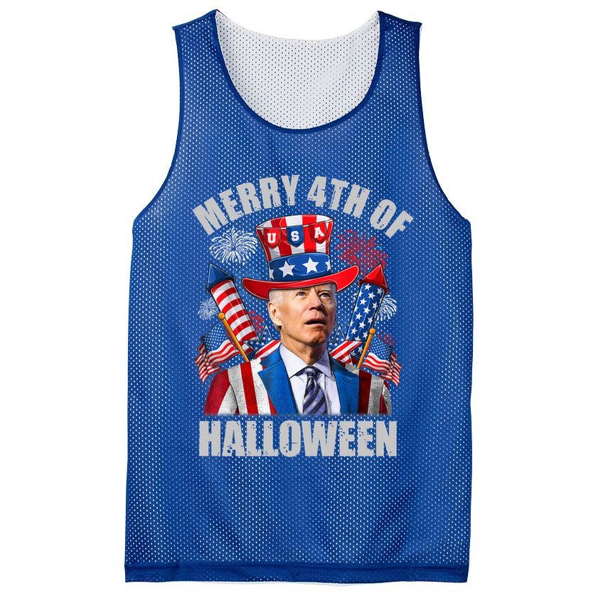 Merry 4th Of Halloween Joe Biden Confused 4th Of July 2024 Gift Mesh Reversible Basketball Jersey Tank