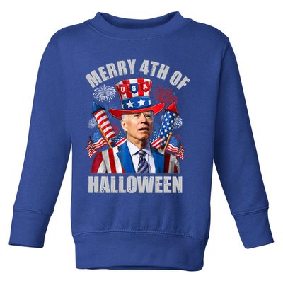 Merry 4th Of Halloween Joe Biden Confused 4th Of July 2024 Gift Toddler Sweatshirt