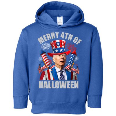 Merry 4th Of Halloween Joe Biden Confused 4th Of July 2024 Gift Toddler Hoodie