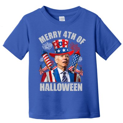 Merry 4th Of Halloween Joe Biden Confused 4th Of July 2024 Gift Toddler T-Shirt