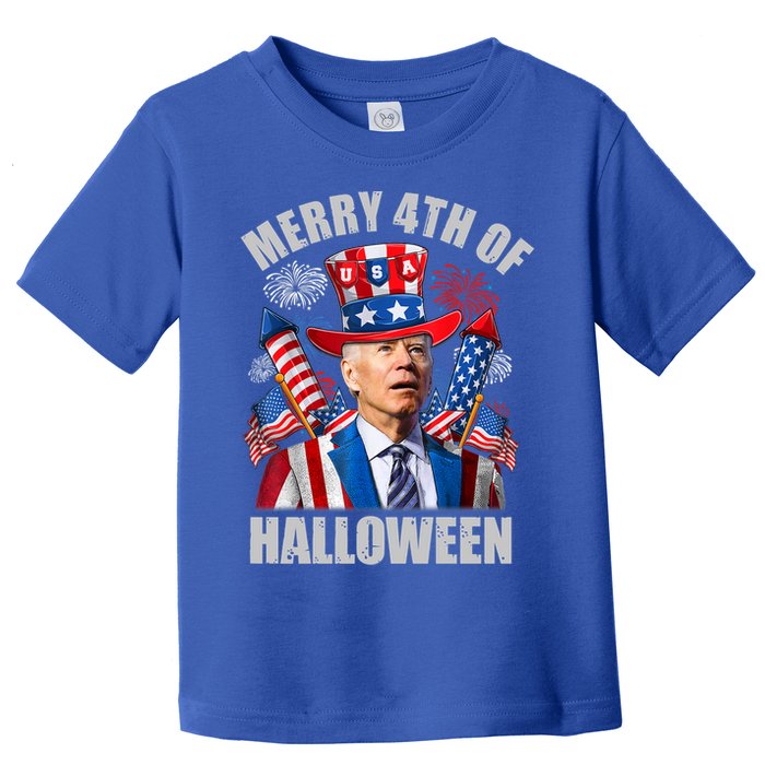 Merry 4th Of Halloween Joe Biden Confused 4th Of July 2024 Gift Toddler T-Shirt