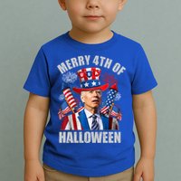 Merry 4th Of Halloween Joe Biden Confused 4th Of July 2024 Gift Toddler T-Shirt