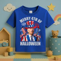 Merry 4th Of Halloween Joe Biden Confused 4th Of July 2024 Gift Toddler T-Shirt