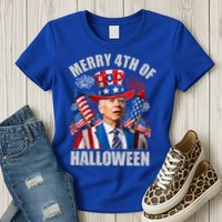 Merry 4th Of Halloween Joe Biden Confused 4th Of July 2024 Gift Womens T-Shirt