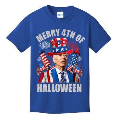 Merry 4th Of Halloween Joe Biden Confused 4th Of July 2024 Gift Kids T-Shirt