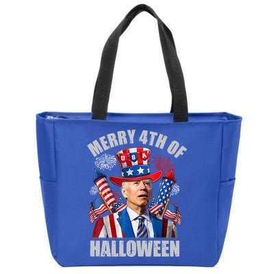 Merry 4th Of Halloween Joe Biden Confused 4th Of July 2024 Gift Zip Tote Bag