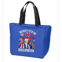 Merry 4th Of Halloween Joe Biden Confused 4th Of July 2024 Gift Zip Tote Bag