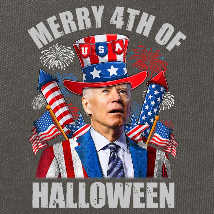 Merry 4th Of Halloween Joe Biden Confused 4th Of July 2024 Gift Cotton Canvas Backpack