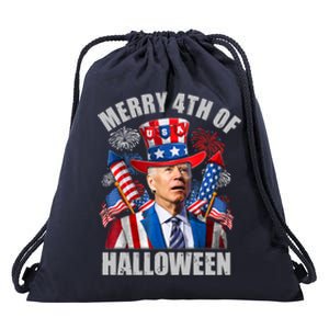 Merry 4th Of Halloween Joe Biden Confused 4th Of July 2024 Gift Drawstring Bag