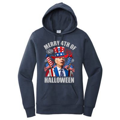 Merry 4th Of Halloween Joe Biden Confused 4th Of July 2024 Gift Women's Pullover Hoodie