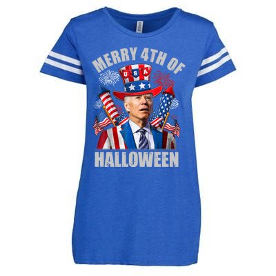 Merry 4th Of Halloween Joe Biden Confused 4th Of July 2024 Gift Enza Ladies Jersey Football T-Shirt