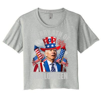 Merry 4th Of Halloween Joe Biden Confused 4th Of July 2024 Gift Women's Crop Top Tee