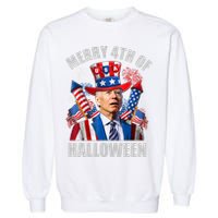 Merry 4th Of Halloween Joe Biden Confused 4th Of July 2024 Gift Garment-Dyed Sweatshirt