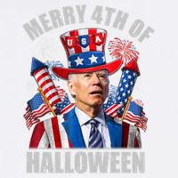 Merry 4th Of Halloween Joe Biden Confused 4th Of July 2024 Gift Garment-Dyed Sweatshirt