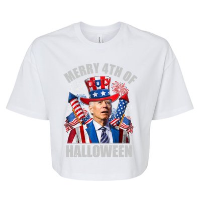 Merry 4th Of Halloween Joe Biden Confused 4th Of July 2024 Gift Bella+Canvas Jersey Crop Tee