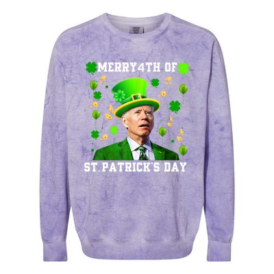 Merry 4th Of St Patricks Day Confused Funny Joe Biden Gift Colorblast Crewneck Sweatshirt