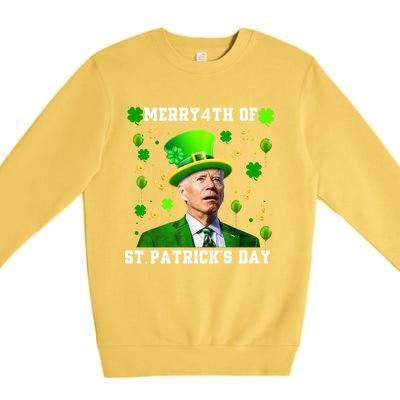 Merry 4th Of St Patricks Day Confused Funny Joe Biden Gift Premium Crewneck Sweatshirt