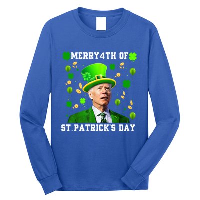 Merry 4th Of St Patricks Day Confused Funny Joe Biden Gift Long Sleeve Shirt