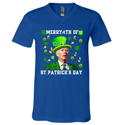 Merry 4th Of St Patricks Day Confused Funny Joe Biden Gift V-Neck T-Shirt