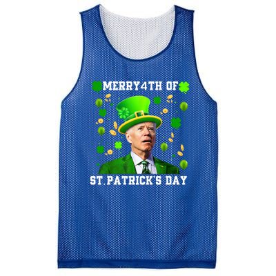 Merry 4th Of St Patricks Day Confused Funny Joe Biden Gift Mesh Reversible Basketball Jersey Tank