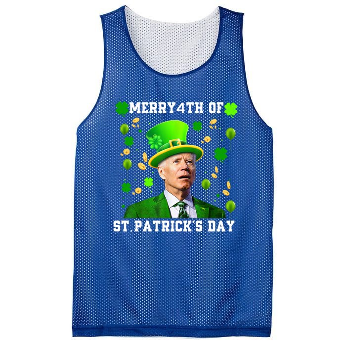 Merry 4th Of St Patricks Day Confused Funny Joe Biden Gift Mesh Reversible Basketball Jersey Tank