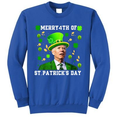 Merry 4th Of St Patricks Day Confused Funny Joe Biden Gift Tall Sweatshirt