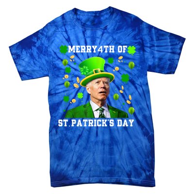 Merry 4th Of St Patricks Day Confused Funny Joe Biden Gift Tie-Dye T-Shirt