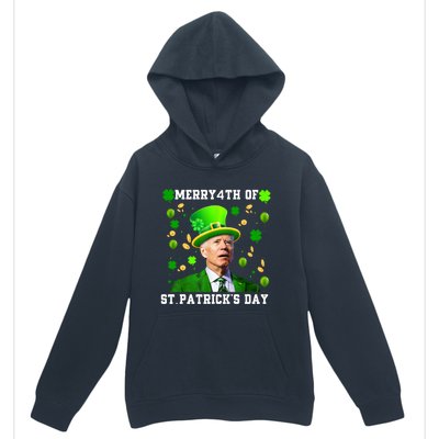 Merry 4th Of St Patricks Day Confused Funny Joe Biden Gift Urban Pullover Hoodie