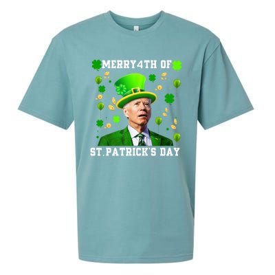 Merry 4th Of St Patricks Day Confused Funny Joe Biden Gift Sueded Cloud Jersey T-Shirt