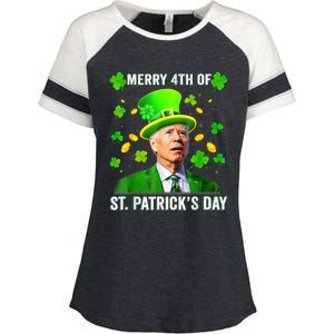 Merry 4th Of St Patricks Day Joe Biden Leprechaun Hat Clover Great Gift Enza Ladies Jersey Colorblock Tee