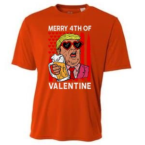 Merry 4th Of Valentine Donald Trump Beer Valentine's Day Gift Cooling Performance Crew T-Shirt