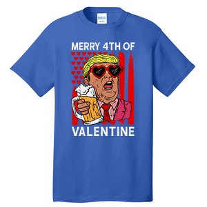 Merry 4th Of Valentine Donald Trump Beer Valentine's Day Gift Tall T-Shirt