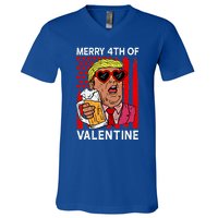 Merry 4th Of Valentine Donald Trump Beer Valentine's Day Gift V-Neck T-Shirt