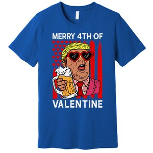 Merry 4th Of Valentine Donald Trump Beer Valentine's Day Gift Premium T-Shirt